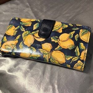 Patricia Nash Navy and Yellow Lemon Wallet